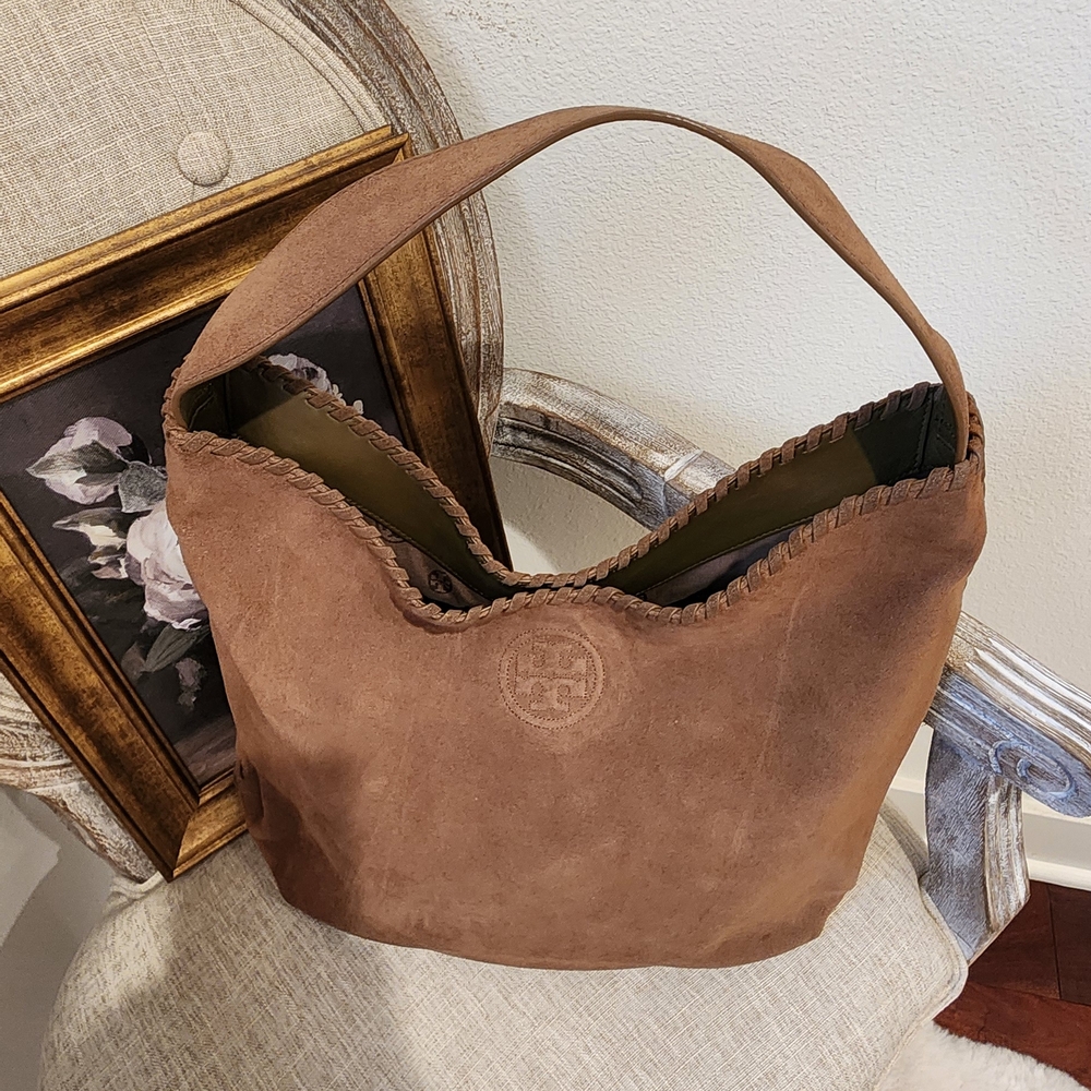 Tory Burch Classic Tan Suede Shoulder/ Hobo Bag - Picture 5 of 9